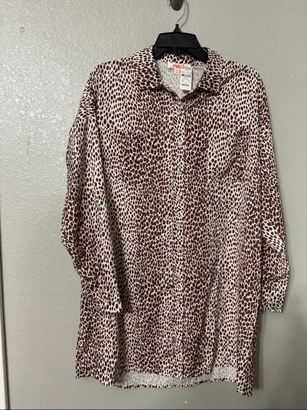 Mazik Brown & Cream Leopard-Print Button Front Shirt